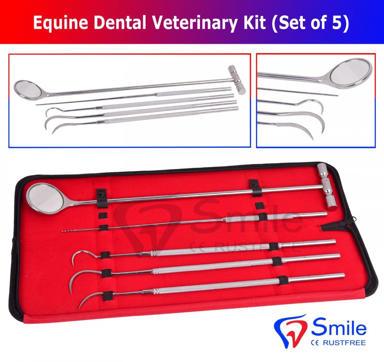 SD0362 Smile England Equine Dental Mirror Scaler Probe Explorer