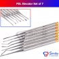 SD0366/ 7 PCS PDL Luxating Dental Elevators Set - Solid Handle With Micro Serrated Tips