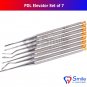 SD0366/ 7 PCS PDL Luxating Dental Elevators Set - Solid Handle With Micro Serrated Tips