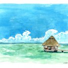 Caribbean Bungalow watercolor painting