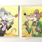 Geronimo and Thea Stilton watercolor sketch cards