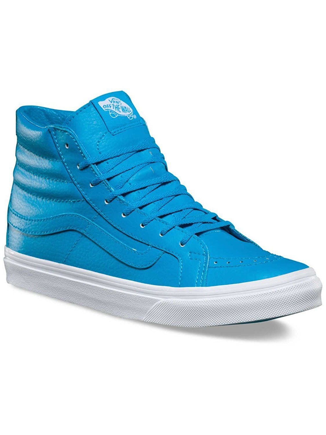 Vans Unisex Sk-8Hi Slim NEON LEATHER Skate Shoes NEON BLUE MENS 7.5 ...