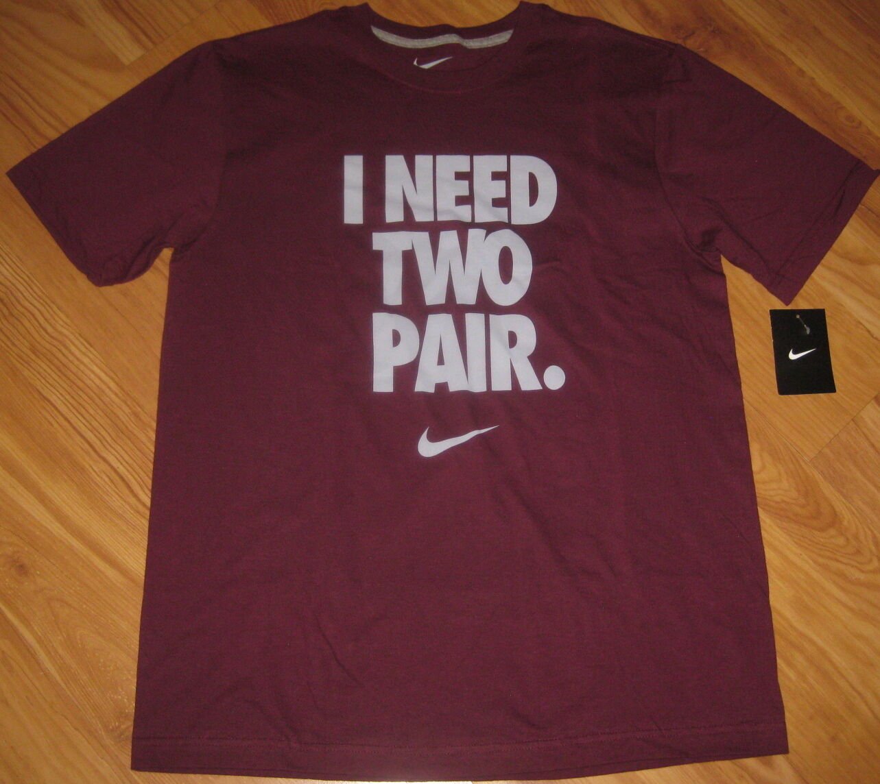 NEW NIKE I NEED TWO PAIR TEE T SHIRT TOP LARGE L STANDARD FIT PURPLE GREY GRAY 2