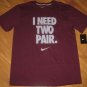 NEW NIKE I NEED TWO PAIR TEE T SHIRT TOP LARGE L STANDARD FIT PURPLE GREY GRAY 2