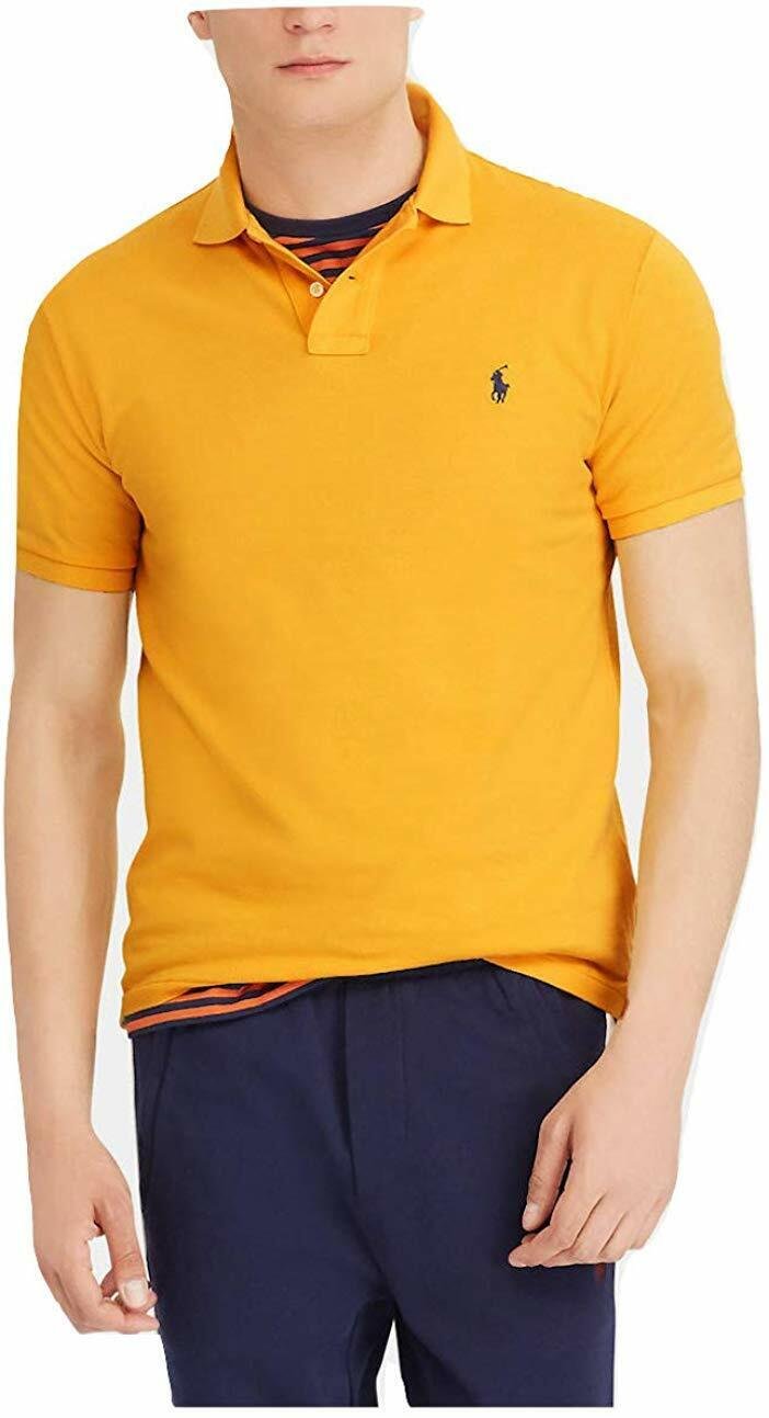 New Polo Ralph Lauren Mens Custom Slim Fit Polo Shirt Gold XL yellow