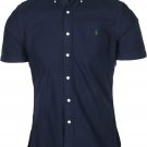 RALPH LAUREN Polo Mens M Short Sleeve Slim Fit BUTTONDOWN Oxford Shirt NAVY BLUE