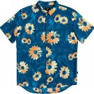 Quiksilver Men's L XL Daisy Spray FLORAL Shirt Short Sleeve Woven REGULAR FIT