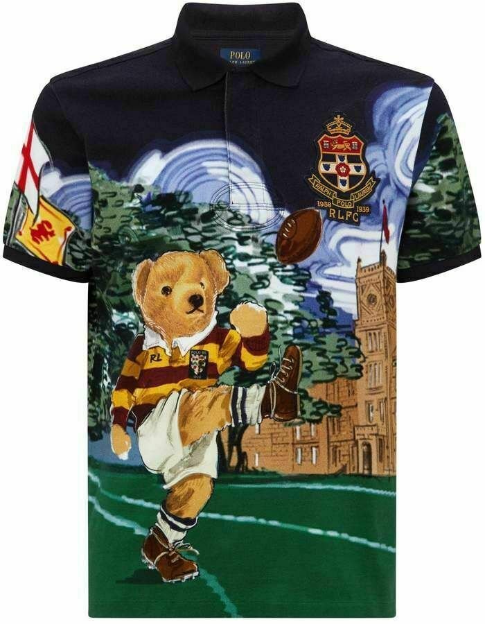 Polo Ralph Lauren Custom Slim Fit Football Rugby Kicker Bear Polo Shirt New M MD