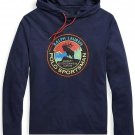 Polo Ralph Lauren Men's Hooded Jersey Sportsman T-Shirt Navy M L