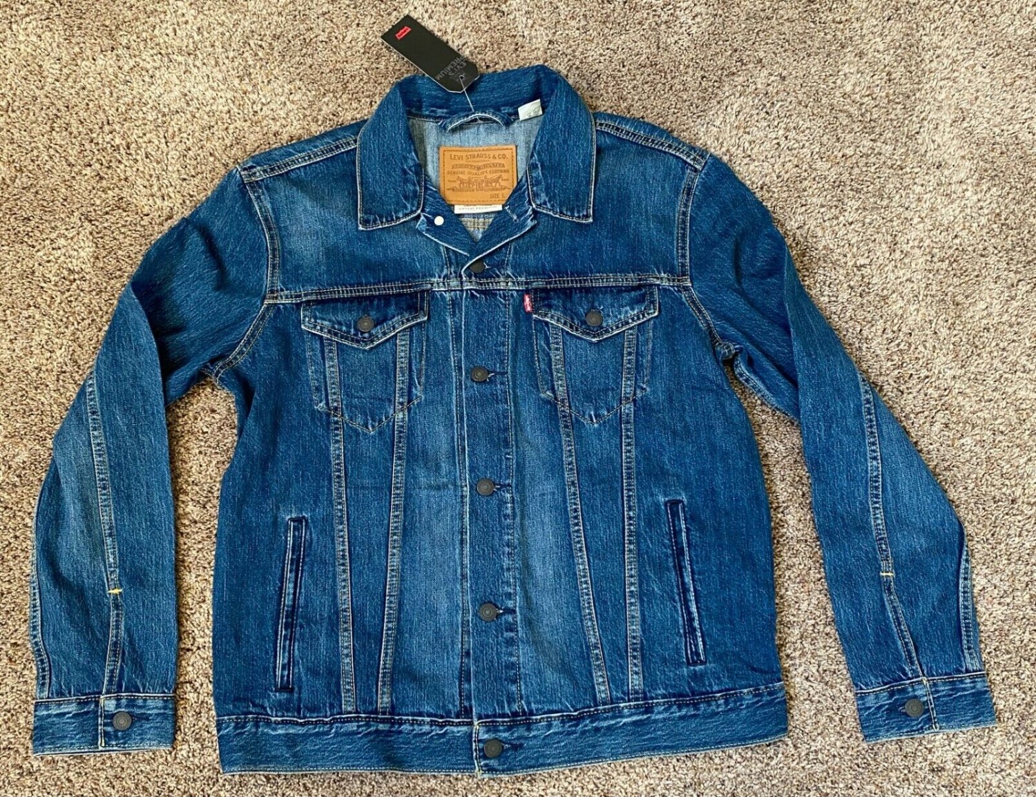 LEVI'S Premium Men's L LARGE Long Sleeve Trucker Jacket Blue DENIM 72334-0354