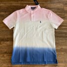 MENS Polo Ralph Lauren SLIM Fit PINK BLUE Gradient Tie Dye Polo Shirt S M L