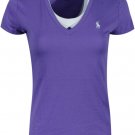 NEW Polo Ralph Lauren Women's Lightweight V-neck Cotton tee PURPLE XS S M