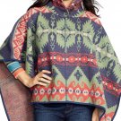 Lauren Ralph Lauren Patterned Wool Poncho SWEATER SOUTHWESTERN WOMENS S/M $325
