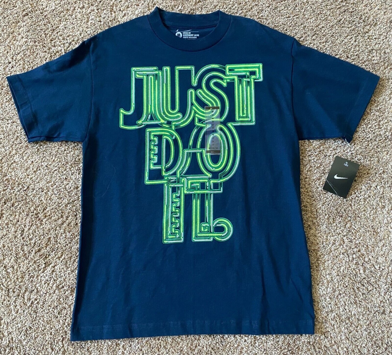 NEW NIKE JUST DO IT NEON SIGN TEE T SHIRT MENS M MEDIUM 456067 451 CREW NECK