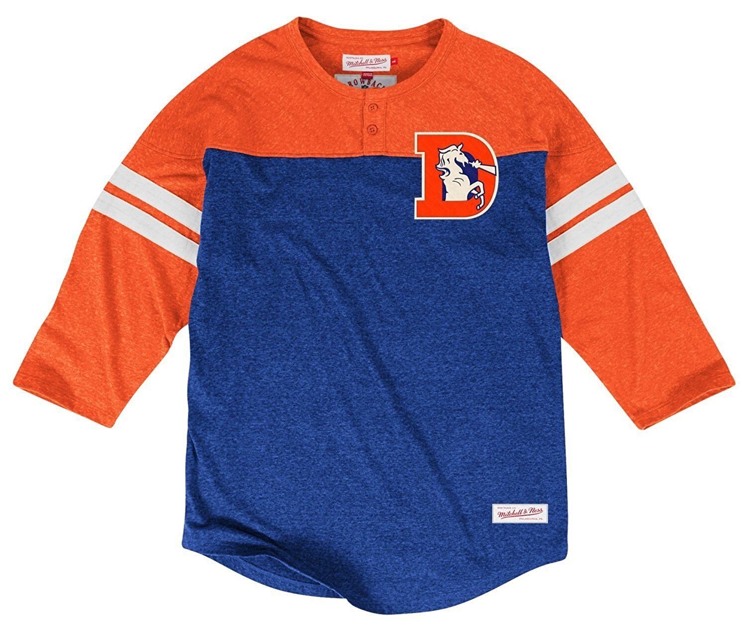 Denver Broncos Mitchell & Ness NFL Starting 3/4 Sleeve Triblend Henley Shirt 3XL