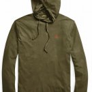 NEW Polo Ralph Lauren Mens Hooded T-Shirt DEFENDER GREEN ORANGE PONY RIDER S