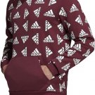 adidas All Over Print Fleece Hoodie Mens Casual H57077 HOODED SWEATSHIRT MAROON