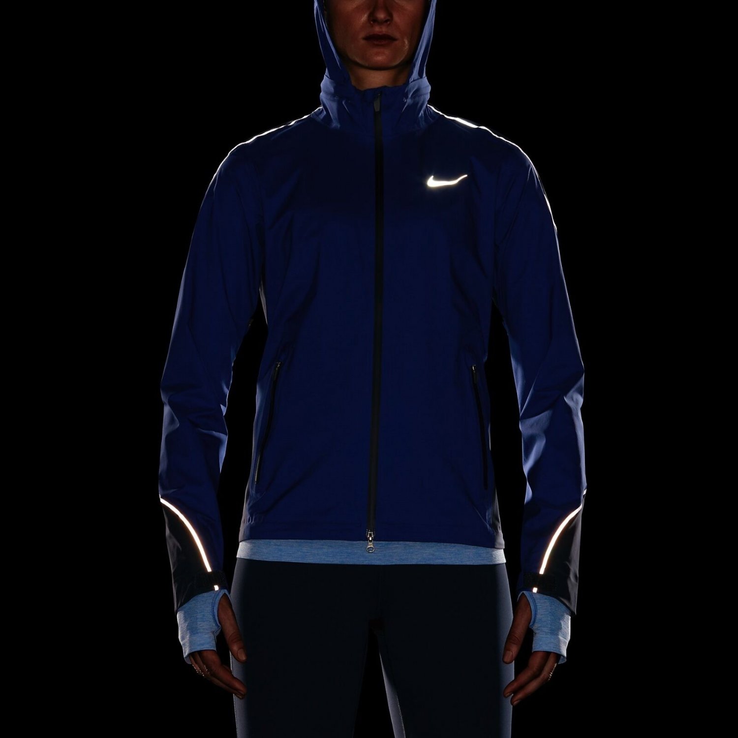 NEW Nike Women's XS HYPER SHIELD LIGHT RUNNING JACKET BLUE 746679 455 REFLECTIVE