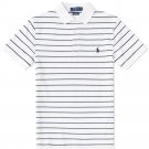 Polo Ralph Lauren Men's Custom Fit Multistripe Polo L Large White Newport Navy