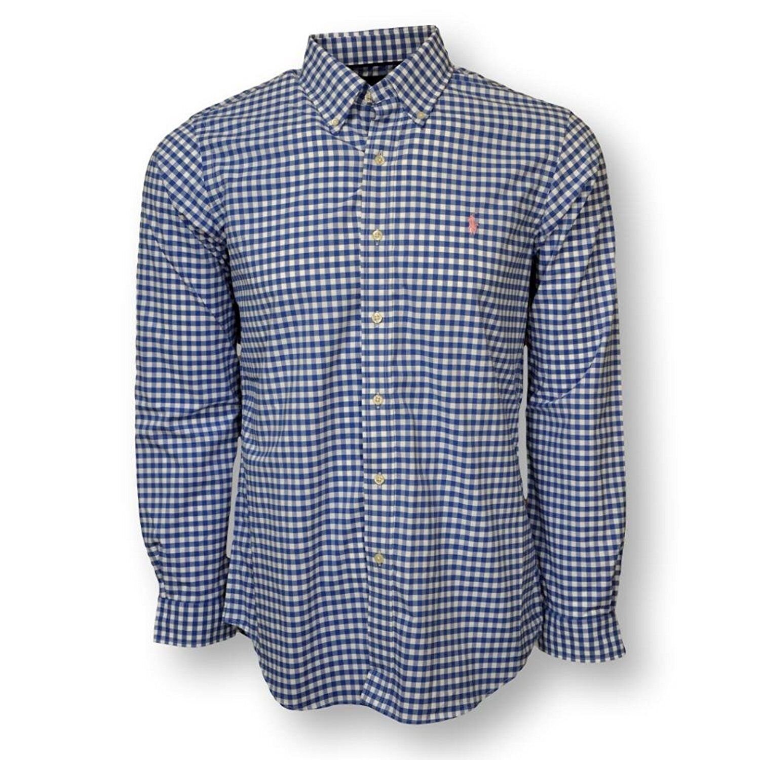 Polo Ralph Lauren Men Classic Fit Poplin Performance Shirt Blue PINK PONY XL