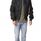 NEW Alpha Industries Men's MA-1 Souvenir Shinto Jacket BLACK SATIN SLIM FIT S