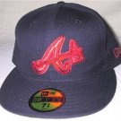 NEW ERA ATLANTA BRAVES FITTED HAT CAP TOMAHAWK 59/50 ATL NAVY BLUE 7 3/8