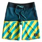 NEW QUIKSILVER YOUNG GUNS SWIM TRUNKS BOARD SHORTS SZ 38 SURF $62 BLUE YELLOW