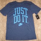 Nike Mens M MD Graphic Print Short Sleeve Shirt NAVY BLUE JUST DO IT 921263 419