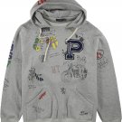 Ralph Lauren Mens Graphic Fleece Hoodie Sweatshirt M GREY HEATHER