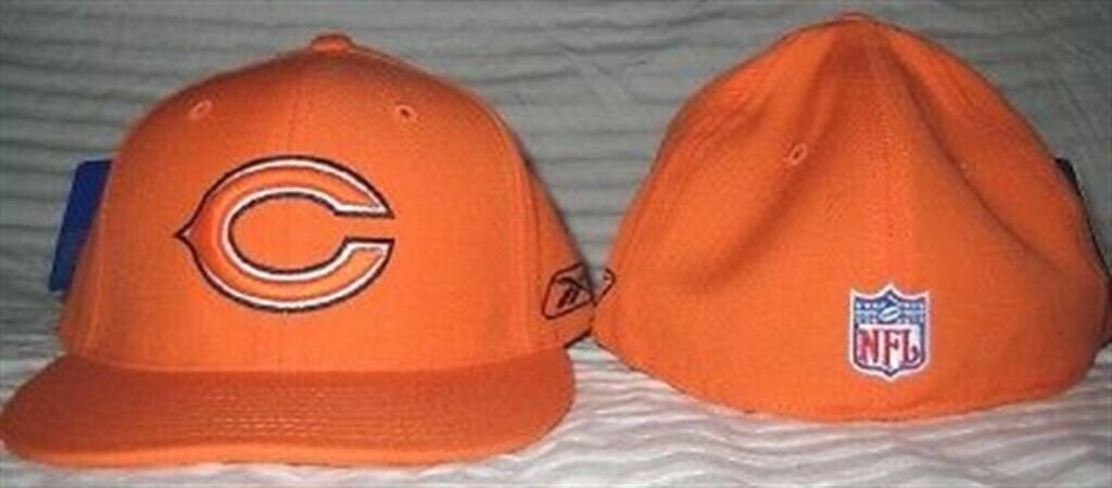 CHICAGO BEARS REEBOK HAT NEW FITTED 7 ON FIELD CAP LID ORANGE