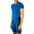 ADIDAS Men's Adizero Blue Compression Running AZ SS PU SUIT NWT $220 S96493 M
