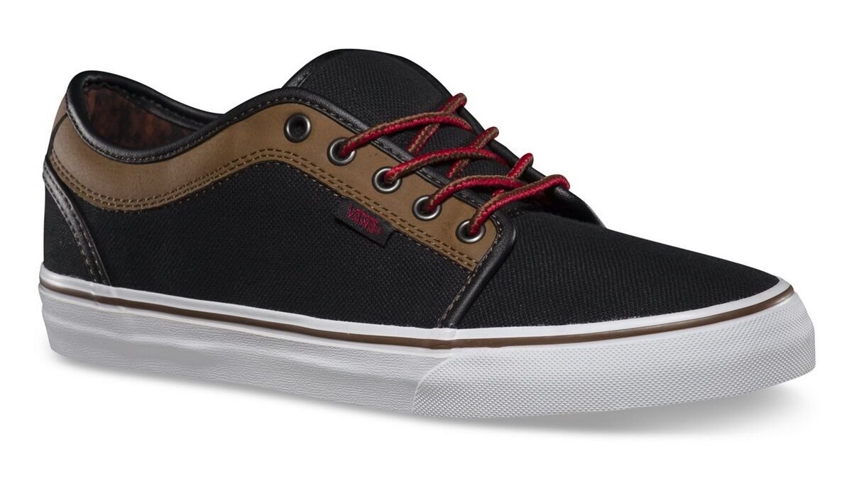 VANS CHUKKA LOW LEATHER BLACK BROWN SZ SIZE MENS 6.5 24.5 CM SHOES WOMENS 8 NEW