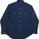 RALPH LAUREN Polo Mens Classic Fit Button-Down Safari Shirt Navy Blue Medium