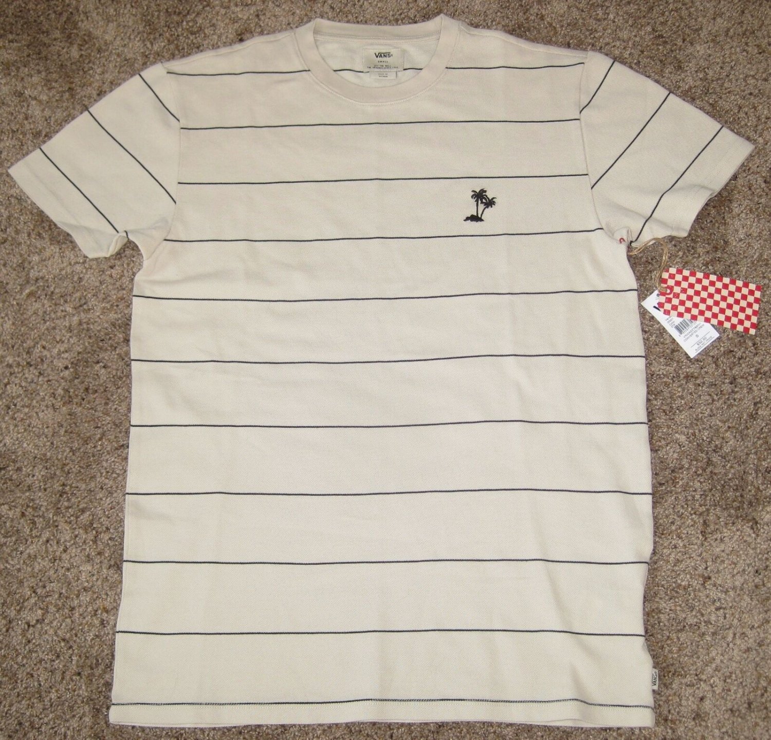 New Vans Off the Wall Mens Converted Crew neck Tee Top Tan NWT Small Sm