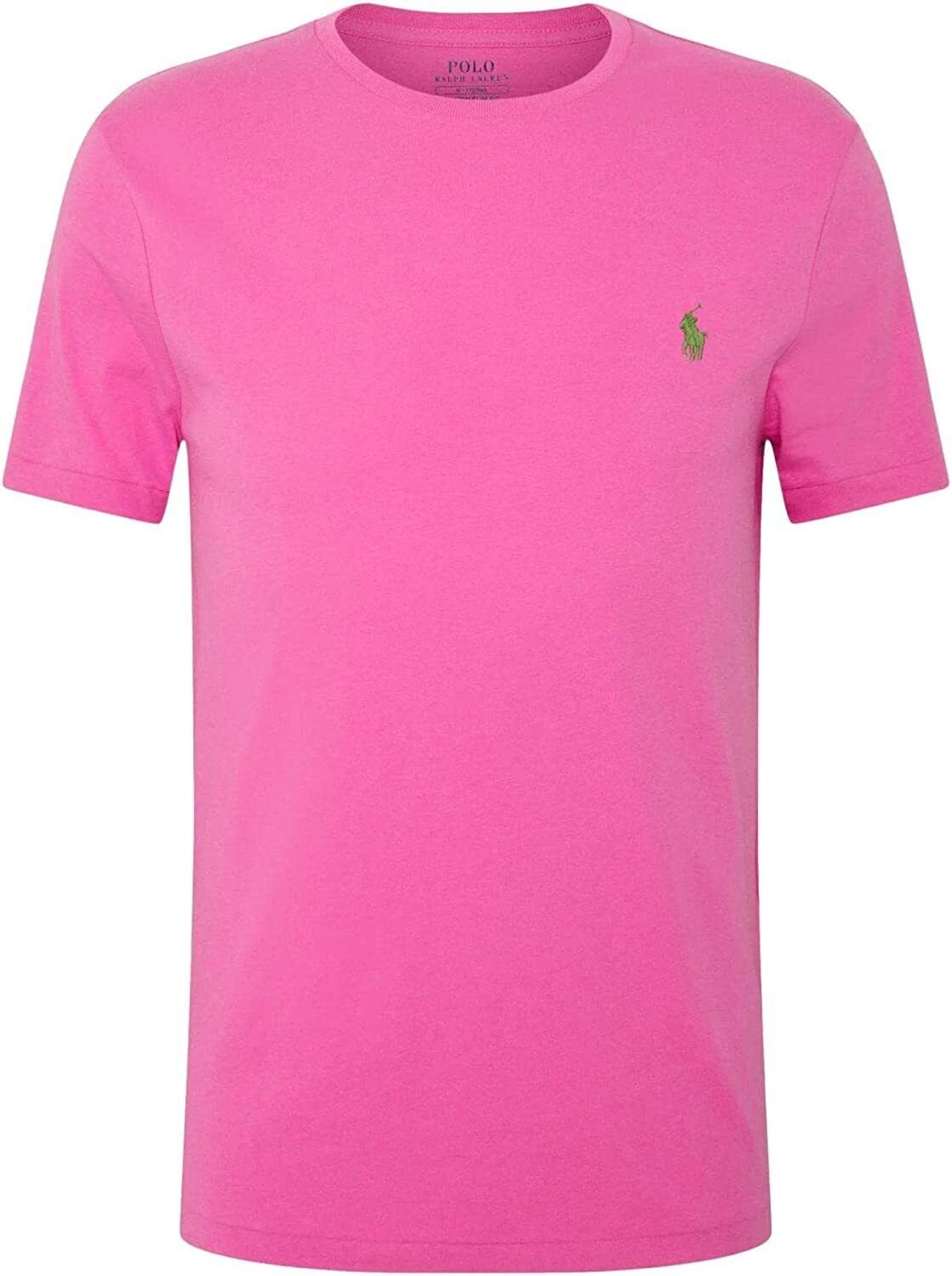 Polo Ralph Lauren Crew Neck Modern Classic-Fit T-Shirt Mens PINK GREEN PONY NEW