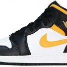 Nike Air Jordan 1 Mid White POLLEN BLACK Grade School Youth Size 6.5Y 554725 177