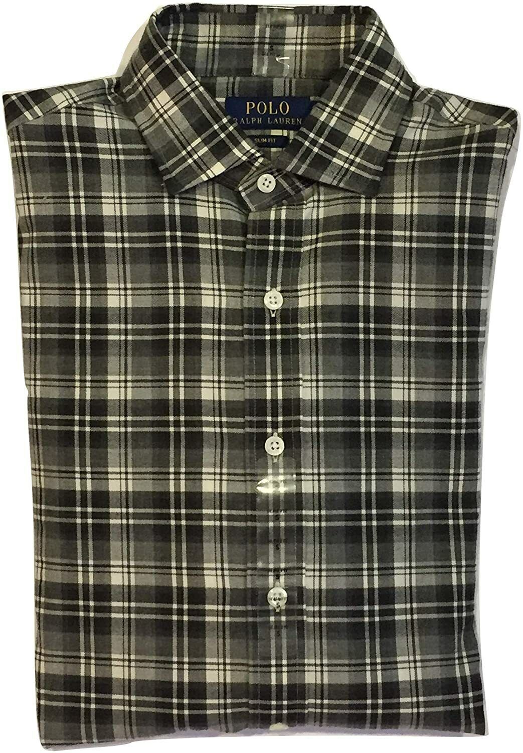 Polo Ralph Lauren Men Slim Fit Twill Plaid Shirt Whitre Grey S XL