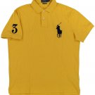 Polo Ralph Lauren Men's Custom Slim Fit Mesh Big Pony Shirt Gold pony Navy