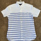 RALPH LAUREN Polo Mens Short Sleeve Slim Fit BUTTONDOWN Oxford Shirt WHITE BLUE