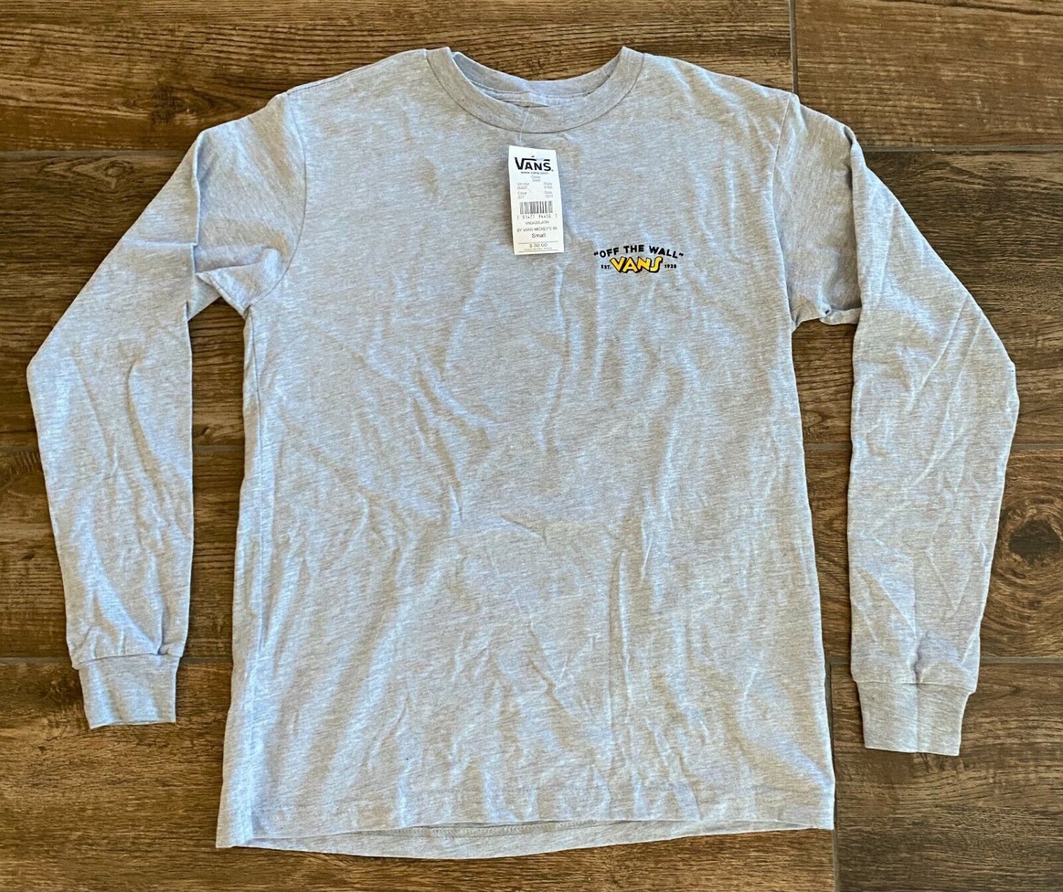 NWT Vans x Disney MICKEY MOUSE YOUTH BOYS GREY Long Sleeve T-Shirt MICKEYS 90