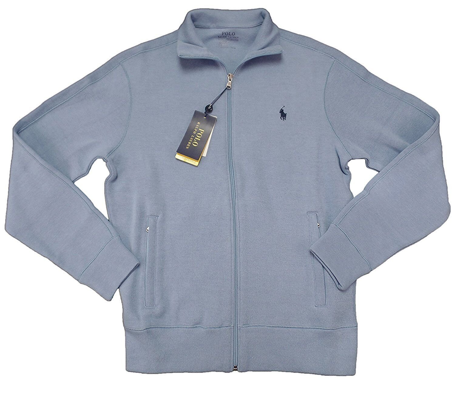POLO Ralph Lauren Men's Performance Full Zip Ribbed Knit Sweater Blue M L XL XXL