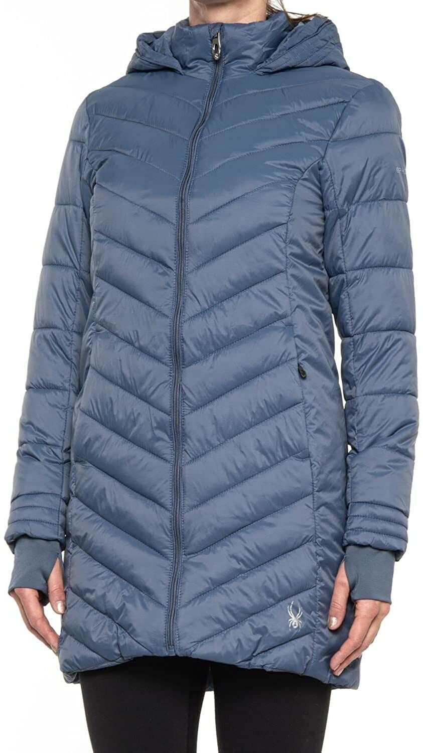 Spyder Women's XL Boundless Long Puffer Coat NEW NWT $229.00 DARK CLOUD GREY