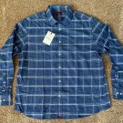 UNTUCKit BRIGNOLE BLUE CHECK PLAID BRUSHED COTTON FLANNEL SPREAD COLLAR  XXL