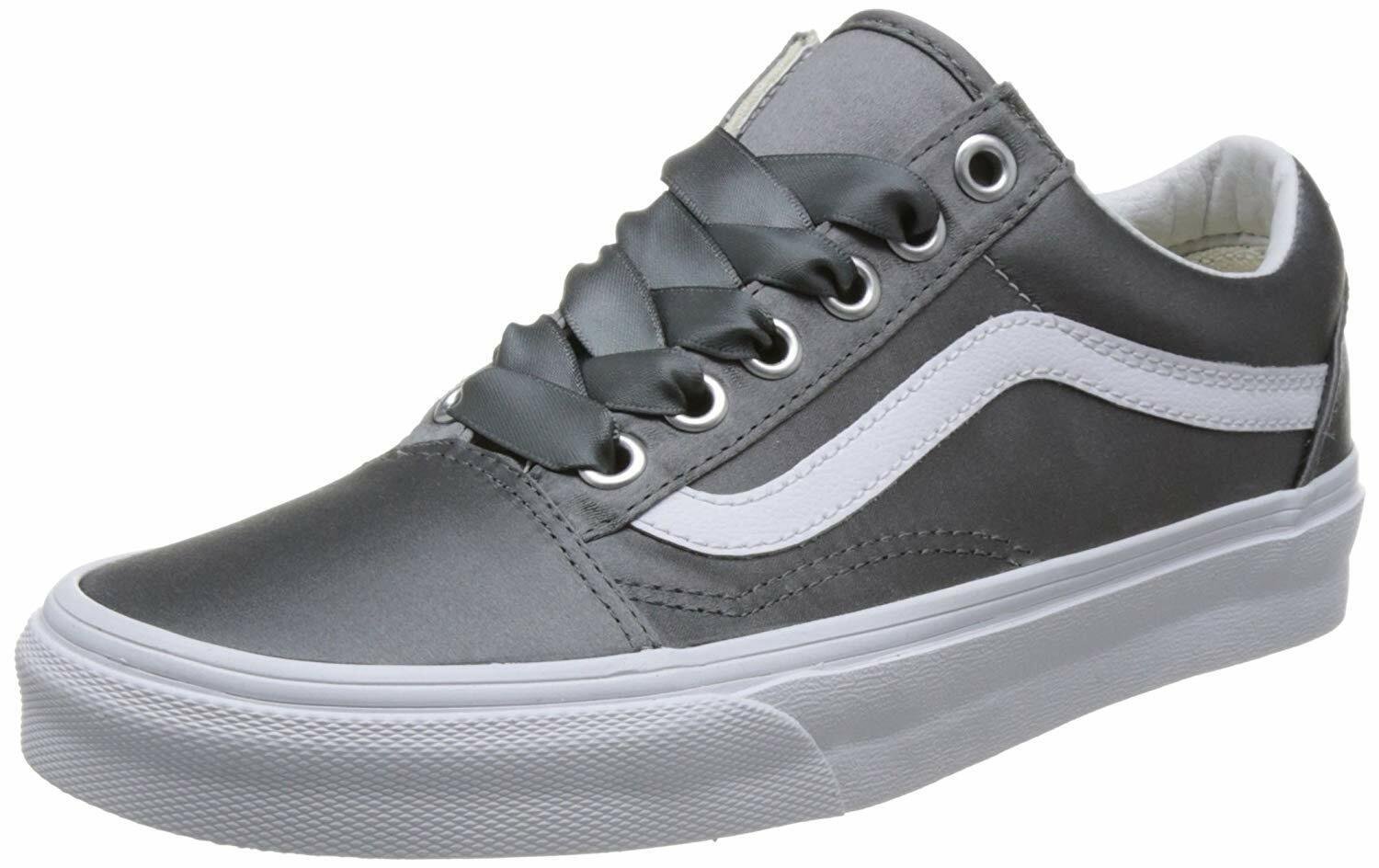 Vans Women's 11.5 Old Skool Grey (Satin Lux) Gray/True White Mens 10