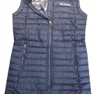 Columbia Women's White Out Long Puffer Omni Heat Full Zip Insulated Vest NAVY S