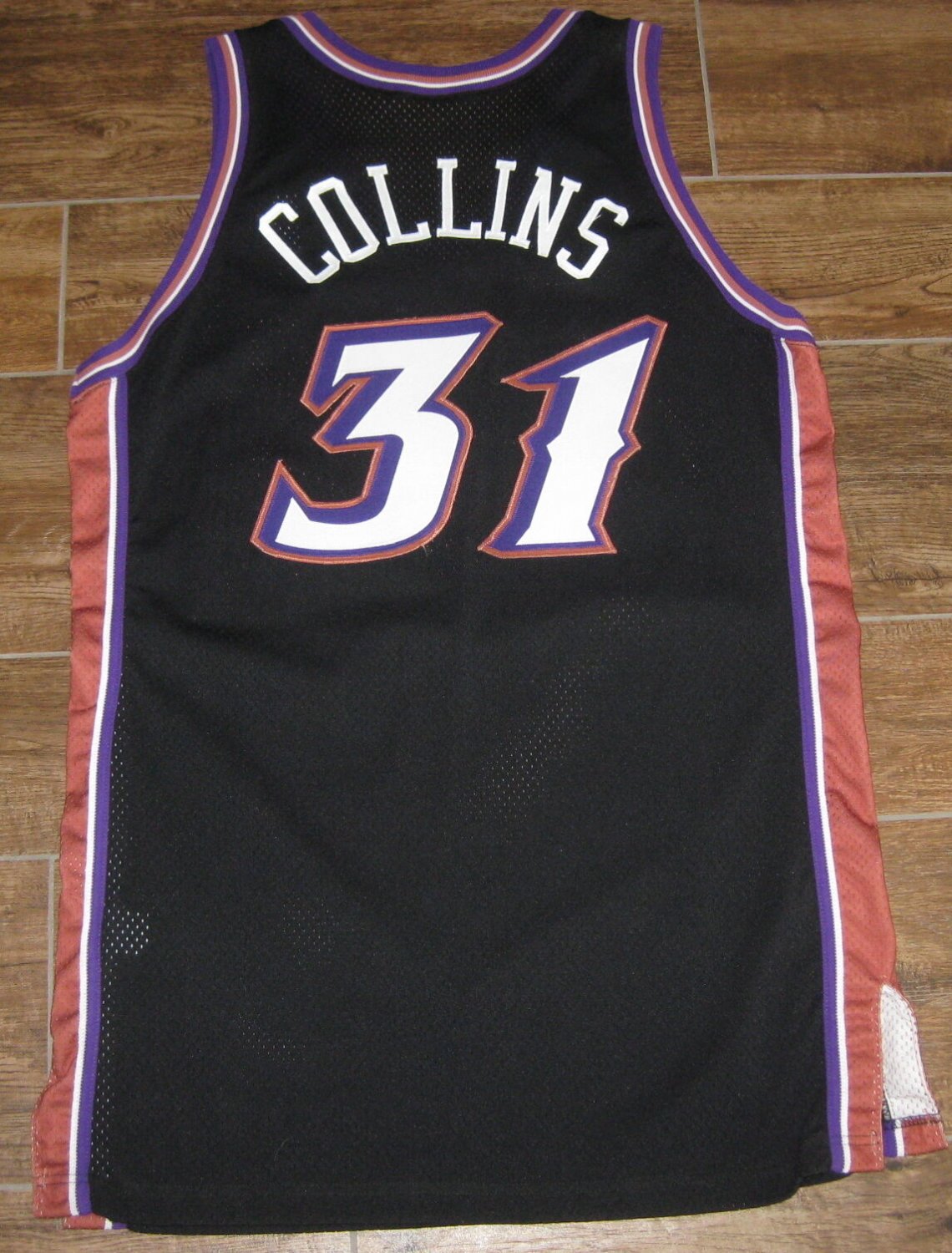 JARRON COLLINS UTAH JAZZ GAME USED WORN JERSEY REEBOK BLACK 48 +4 LENGTH JASON