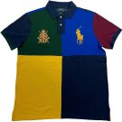 Polo Ralph Lauren Mens Custom Slim Fit Big Pony Logo Polo Shirt patchwork CREST