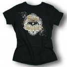 MIAMI DOLPHINS WOMENS LADIES FITTED T SHIRT S SMALL SM BLACK NFL GOLD GLITTER