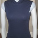 REEBOK SLEEVELESS HOODED T SHIRT NAVY WOMENS LADIES 100% COMBED COTTON XL TOP
