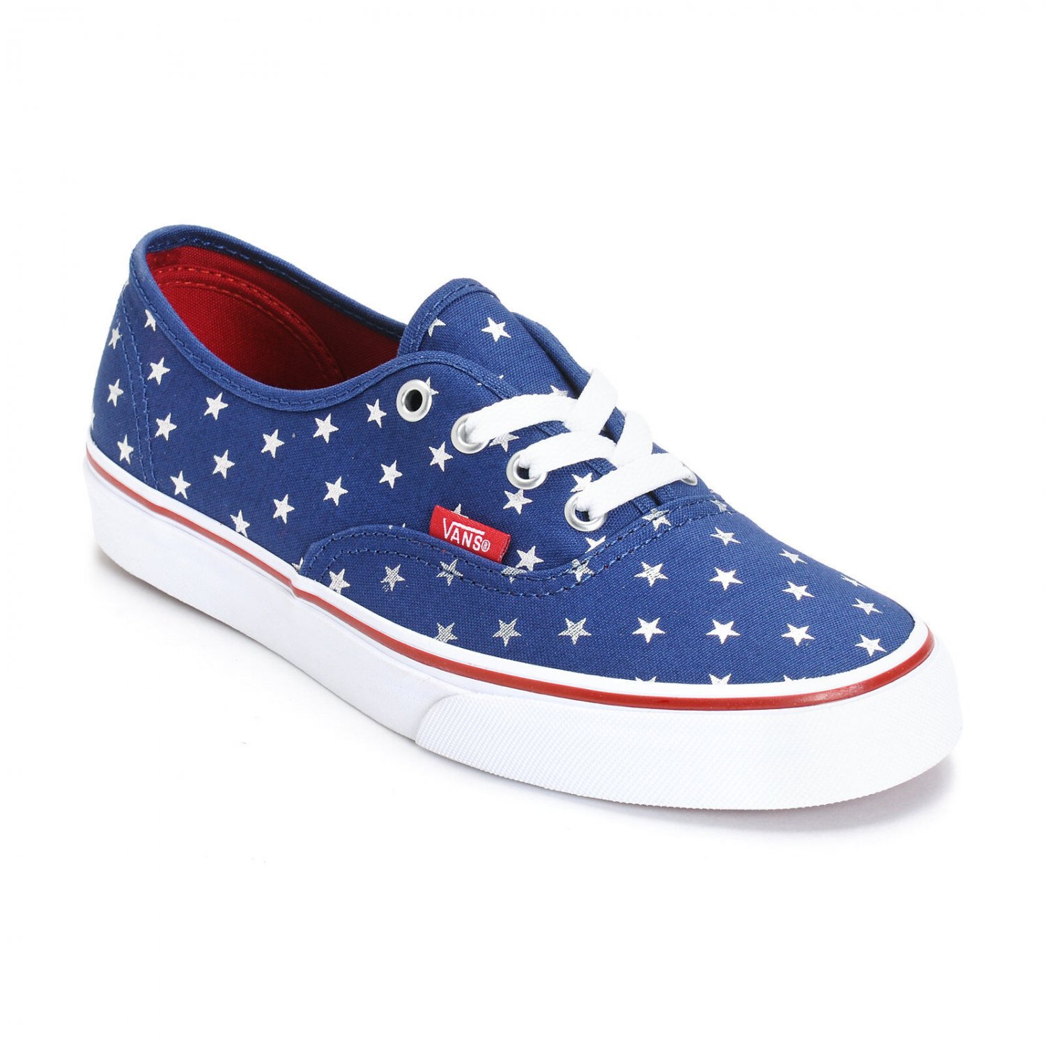 VANS AUTHENTIC FOIL STARS RED BLUE SHOES KIDS US 1.5 UK 1 EUR 32 CM 19.5 SK8 NEW
